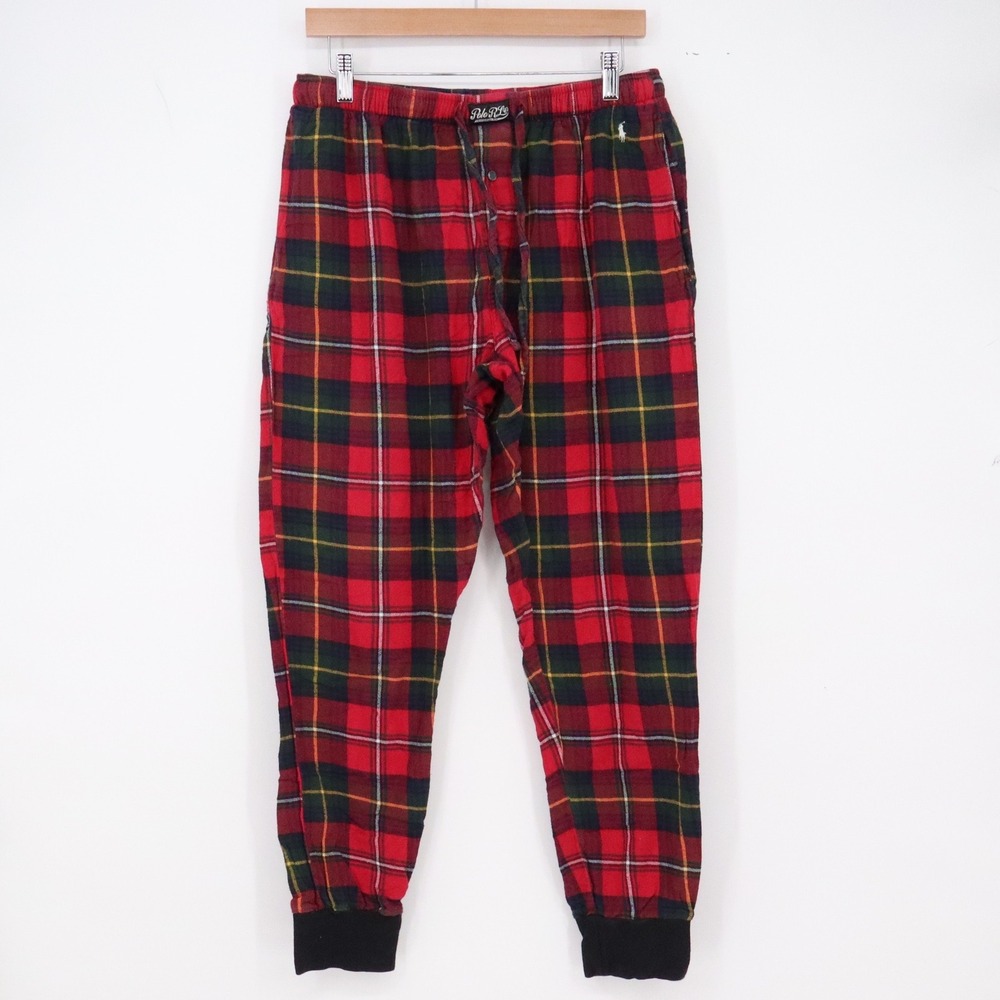Polo Ralph Lauren Pajama Joggers Mens L Sleepwear Red Plaid Tartan Cuffed